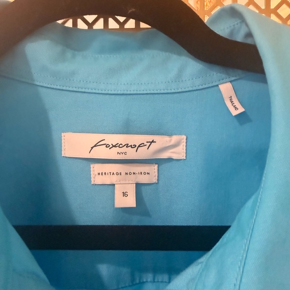 Foxcroft Turquoise Heritage Non-Iron Shirt size 16! With pockets! - Picture 2 of 9